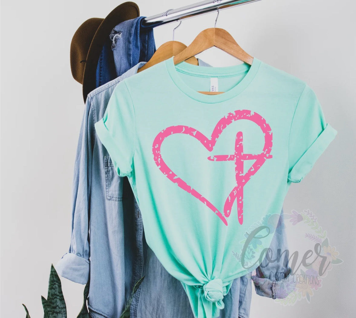 Pink Heart with Cross