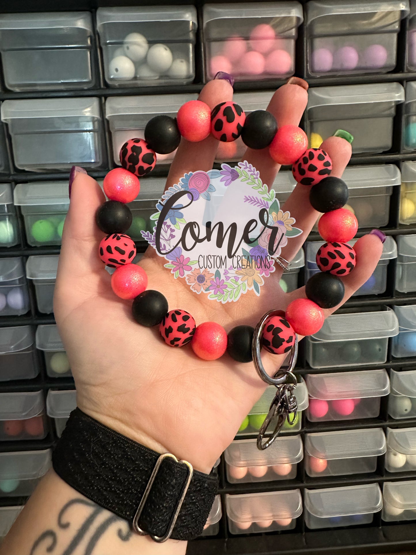 Hot Pink Cow Wristlet