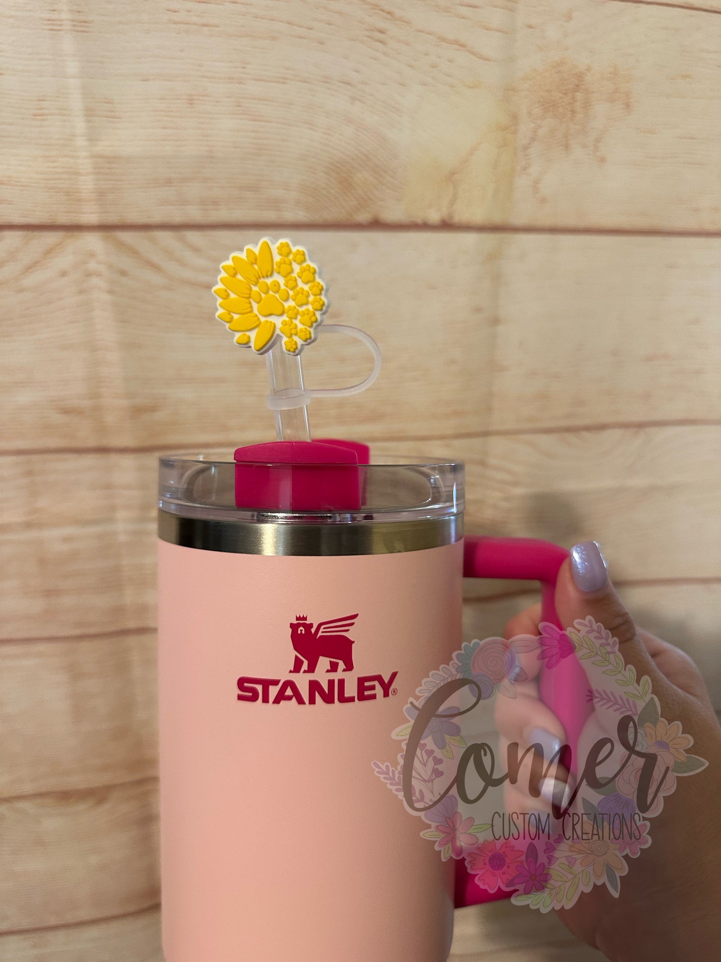 Sunflower Dog Paws 40 Oz Straw Topper