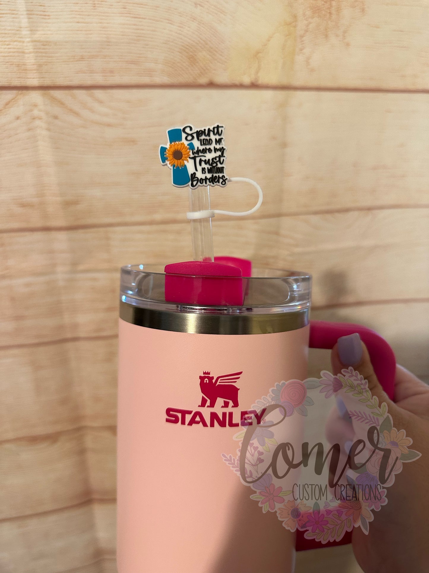 Spirit Lead Me Sunflower Cross 40 Oz Straw Topper