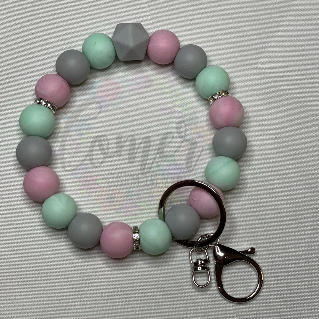 Pink and Mint Wristlet