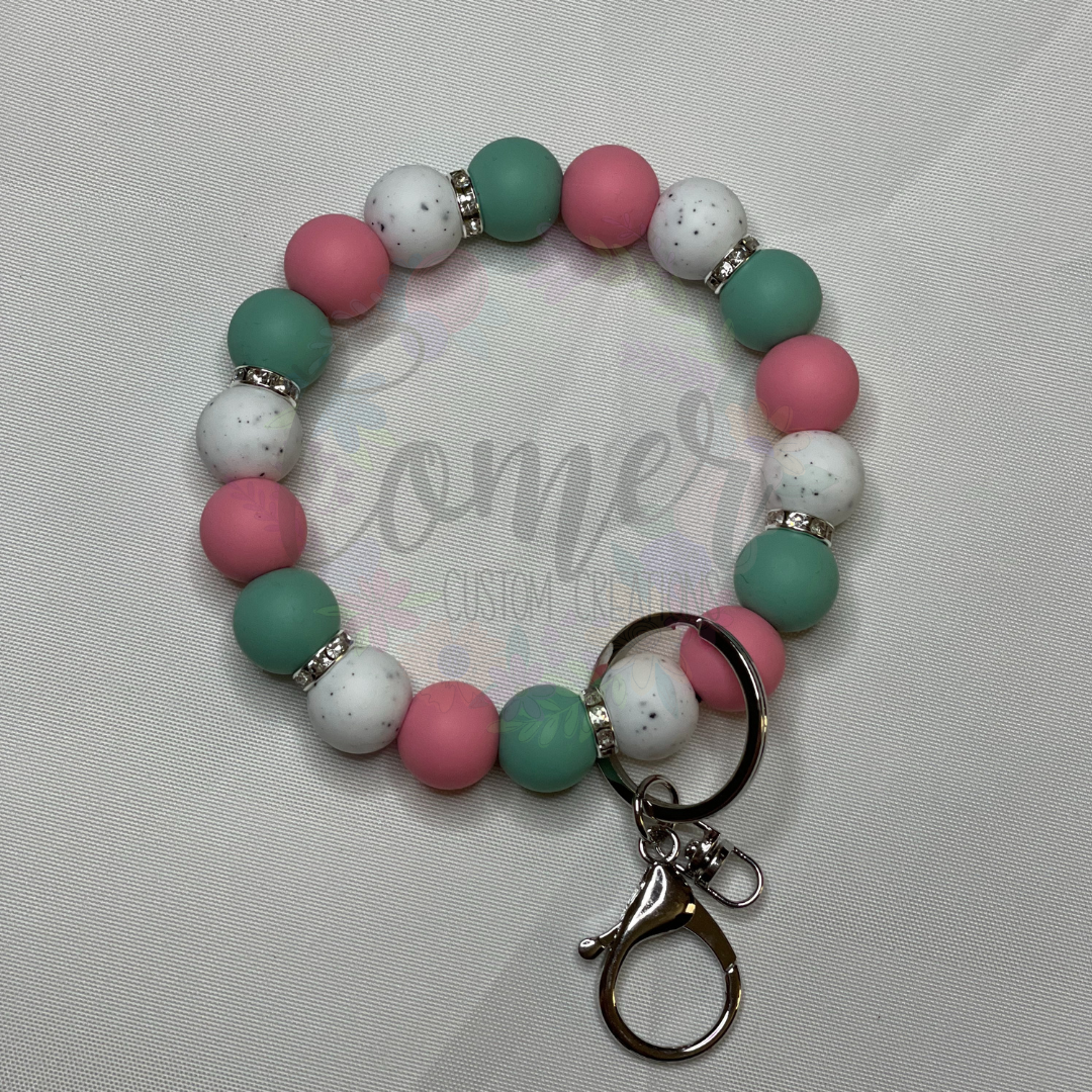 Pink and White Speckled Wristlet