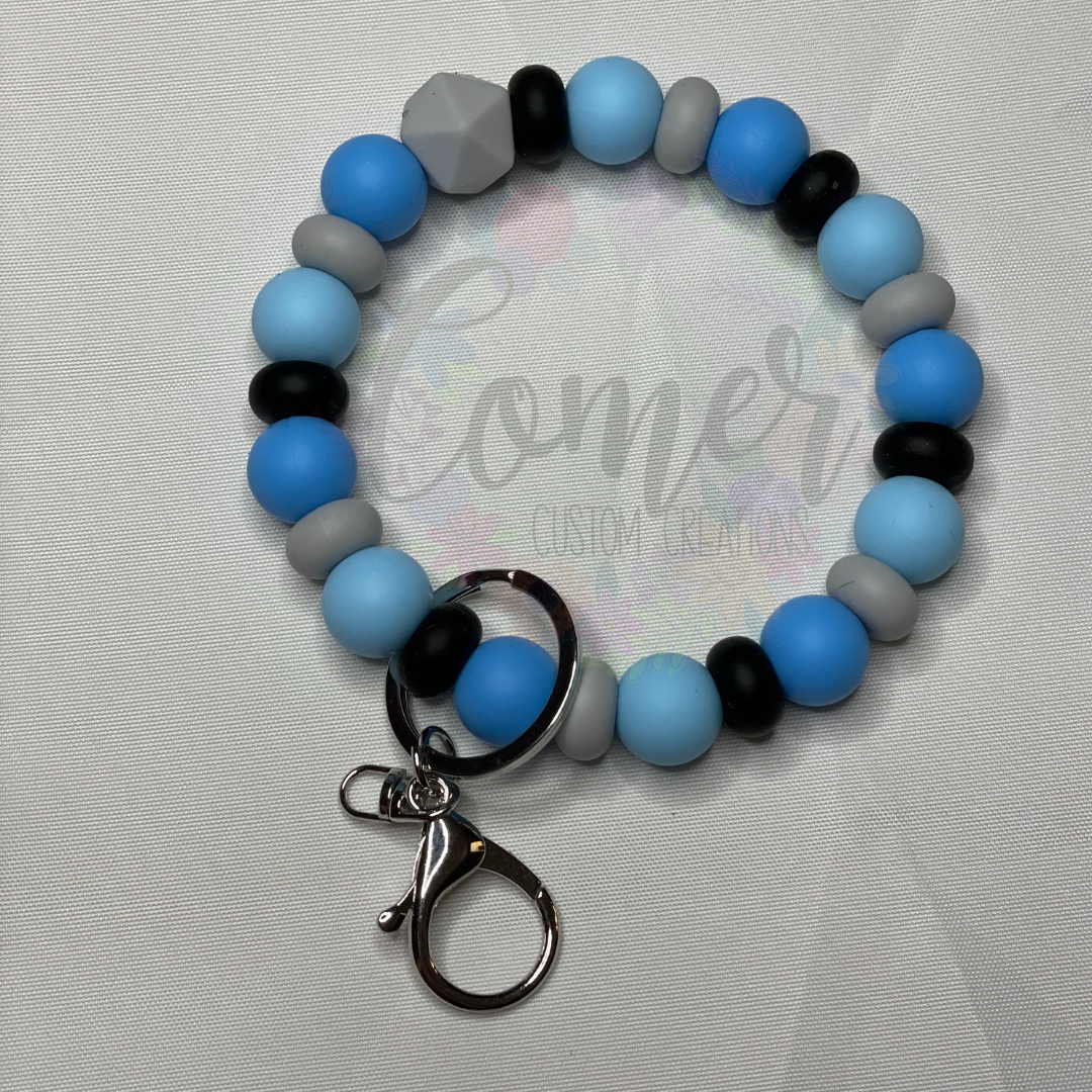 Blue and Gray Wristlet