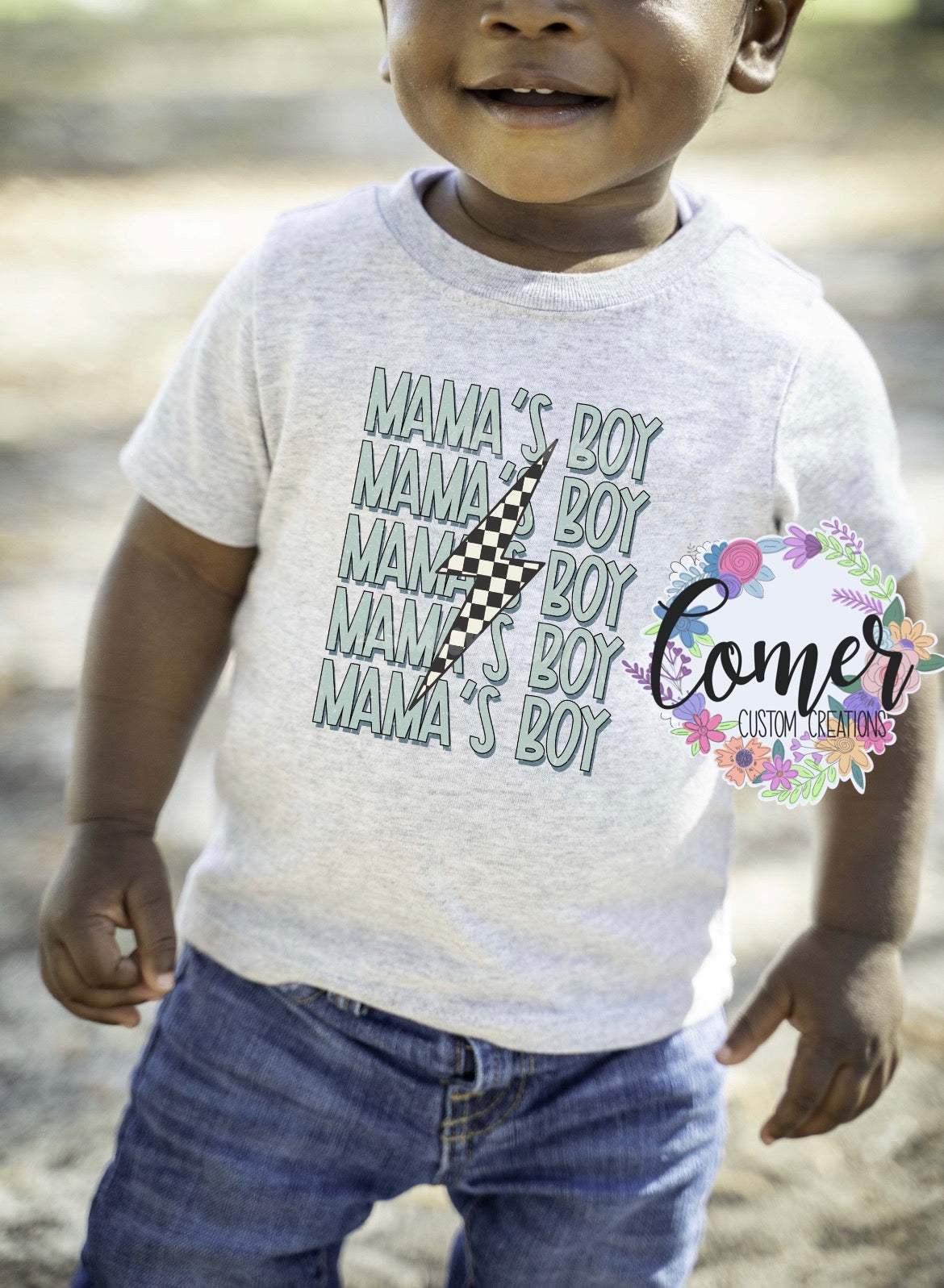 Mamas Boy Checkered Lighting Bolt