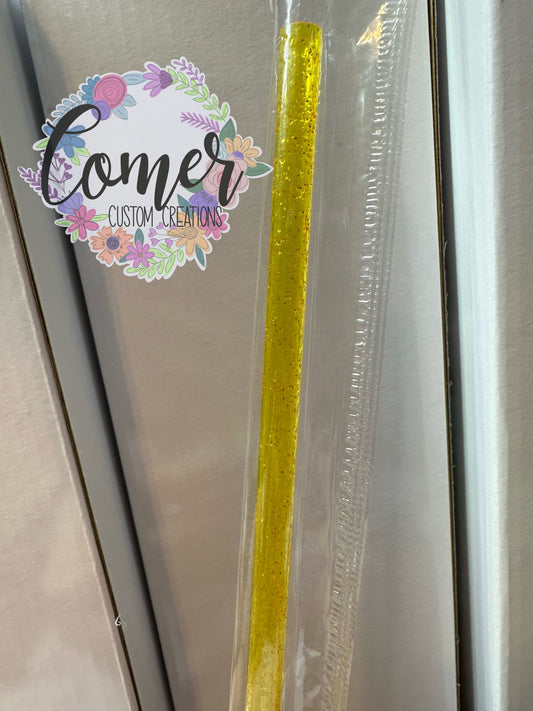 Yellow Clear Glitter Straw