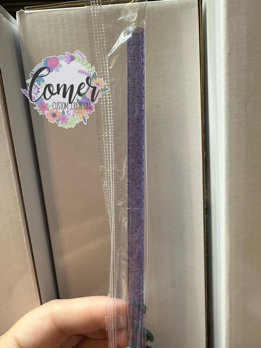 Purple Clear Glitter Straw