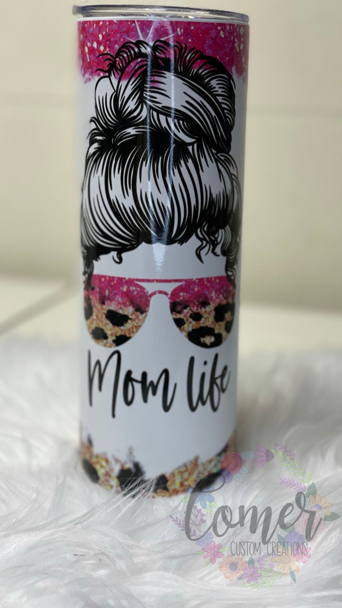 Mom life Hot pink and Cheetah Tumbler