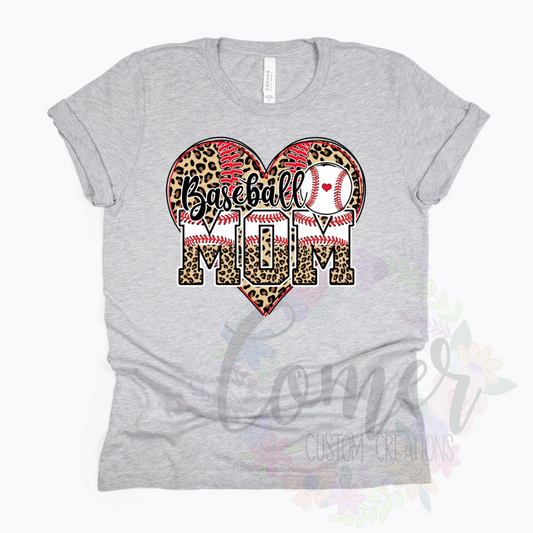 Baseball Mom Cheetah Heart