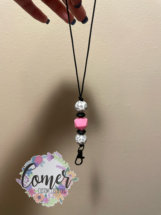 Grey Leopard and Pink Freshie Hanger